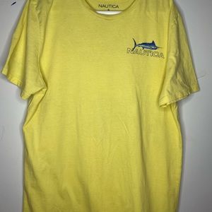 Náutica Graphic T-Shirt Mens XL Teal Yellow Fish Graphic